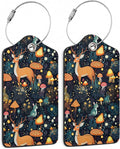 2 Pack Mushrooms Luggage Tag for Suitcases Deer Forest Animal PU Leather Bag by SKYDAWNY