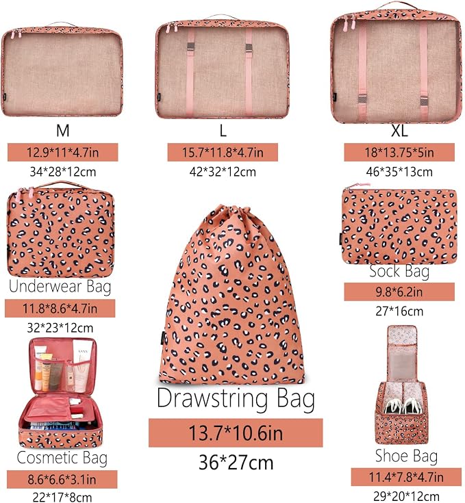 BAGAIL 8 Set Packing Cubes Luggage Packing Organizers - Image 2