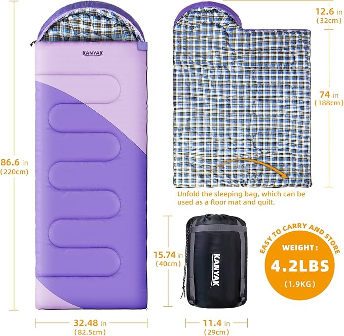 Camping Sleeping Bag, 32℉ Sleeping Bags - Image 2