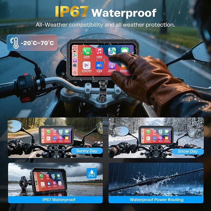 WonVon 6.25 Inch Wireless Motorcycle Carplay GPS Navigation System - Image 6