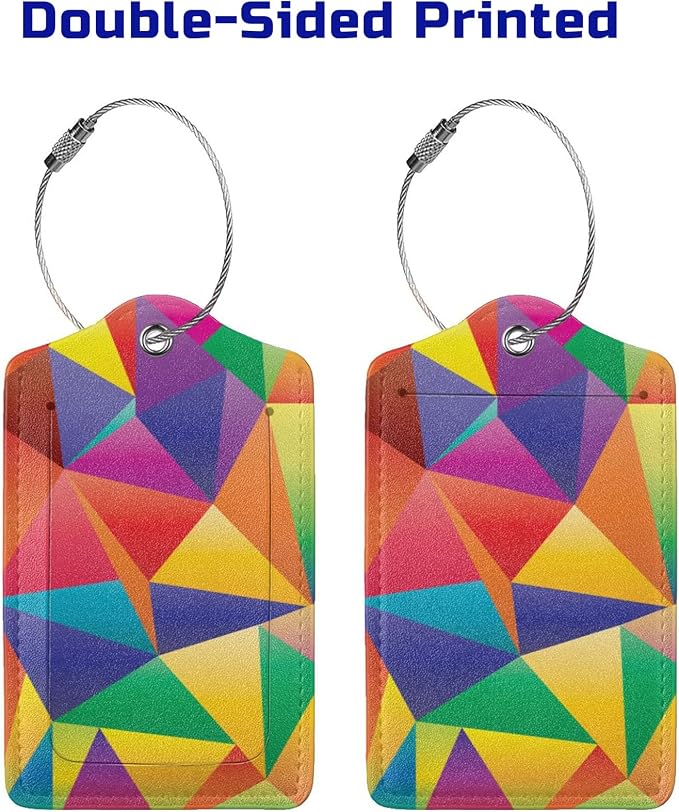 2 Pcs Luggage Tags for Suitcases Unique, Bright Rainbow Leather Baggage Tag - Image 4