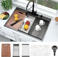 33 Inch Black Drop In Kitchen Sink Workstation-Bokaiya 33x22 Black Stainless by Bokaiya