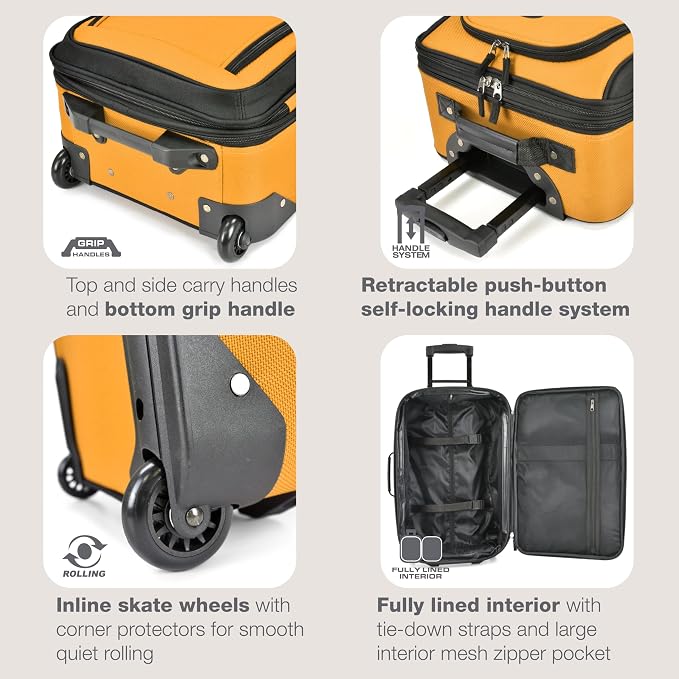 U.S. Traveler Rio Fabric Expandable Carry-on Luggage, Rolling Suitcase - Image 3