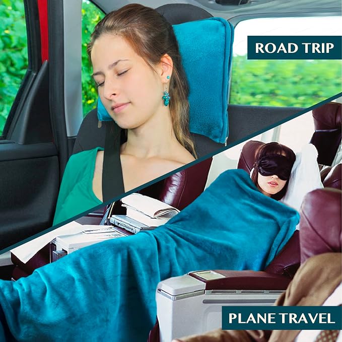 PAVILIA Travel Blanket Pillow, Soft Airplane Blanket 2-IN-1 Combo Set, Plane - Image 5