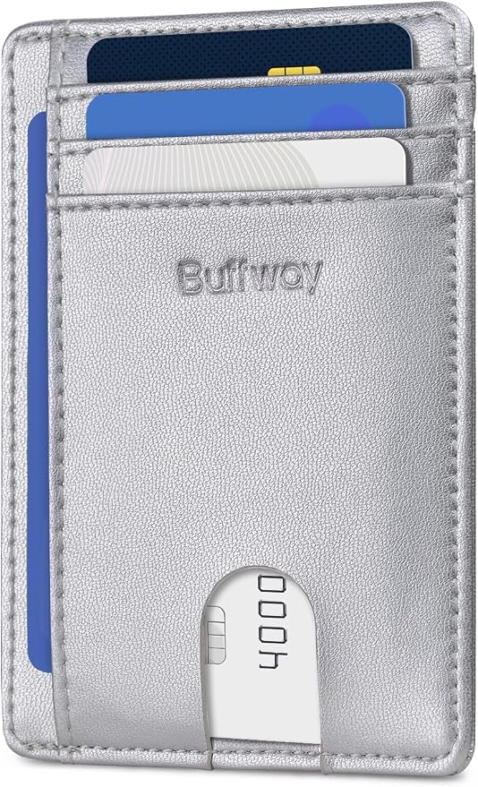 Buffway Slim Minimalist Front Pocket RFID Blocking Leather Wallets by Buffway