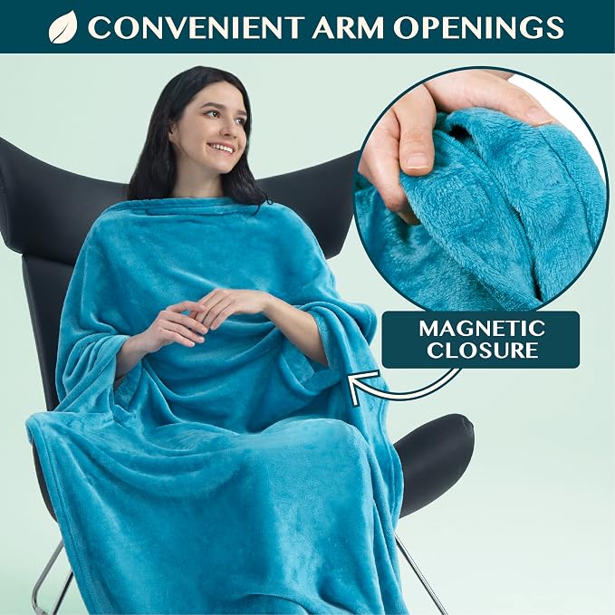 PAVILIA Travel Blanket and Pillow, Arms Opening Airplane Blankets - Image 2