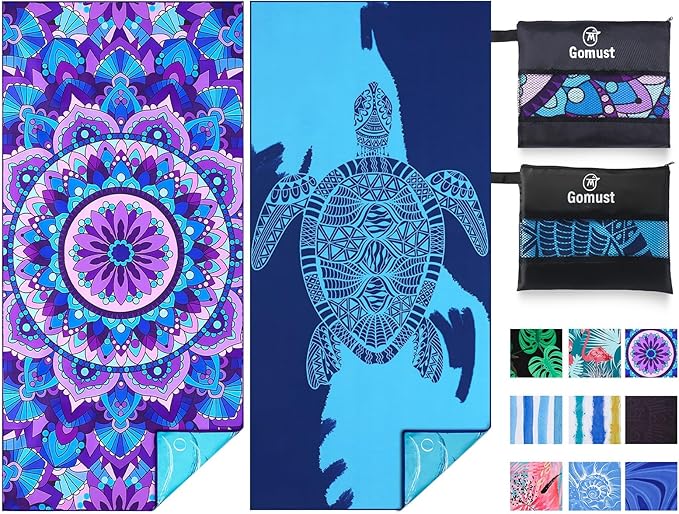 2 Pack Lightweight Thin Beach Towel Oversized 71"x32" Big Extra Large by Gomust