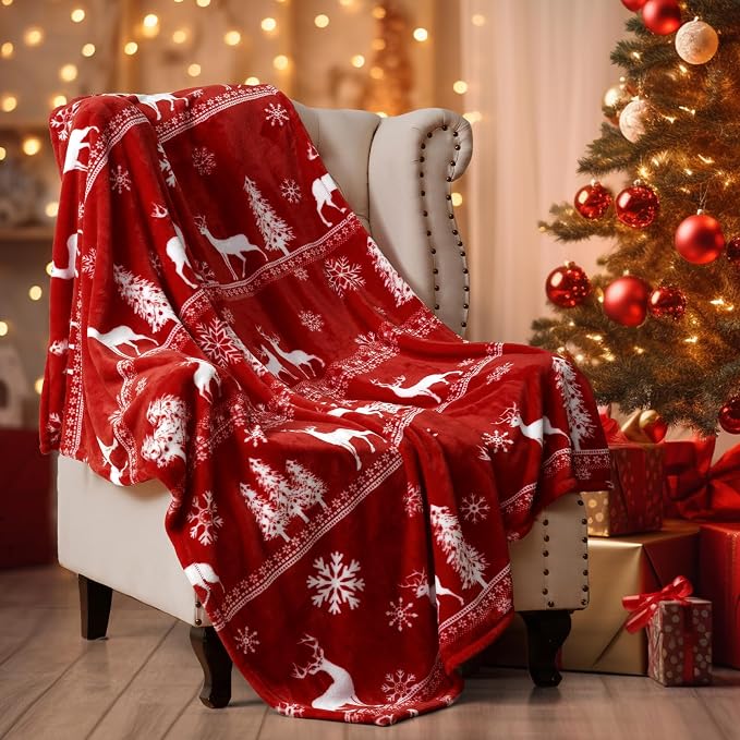 PHF Printed Fleece Throw Blanket, No Shed No Pilling Ultra Soft Plush Cozy Xmas by PHF