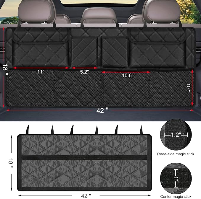 Femuar Car Trunk Organizer, Large Capacity Backseat Trunk Organizer, - Image 3