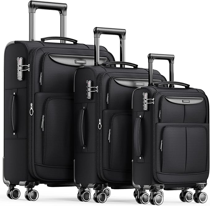 SHOWKOO Luggage Sets 3 Piece Softside Expandable Lightweight Durable Suitcase by SHOWKOO