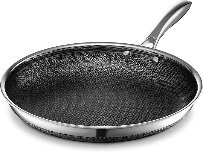 HexClad Hybrid Nonstick 12-Inch Frying Pan, Stay-Cool Handle, by HexCladHybridCookware