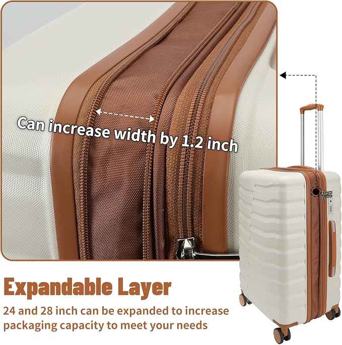 Lightweight Luggage with Spinner Wheels & YKK Zipper, 3-Piece Suitcase ABS+PC - Image 8