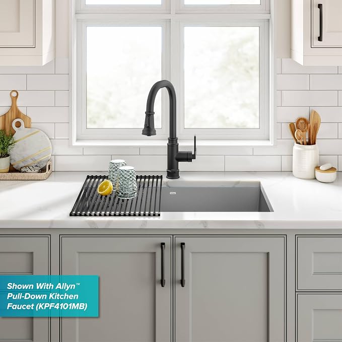 KRAUS Forteza 32-inch Undermount Single Bowl Granite Kitchen Sink in Grey - Image 13