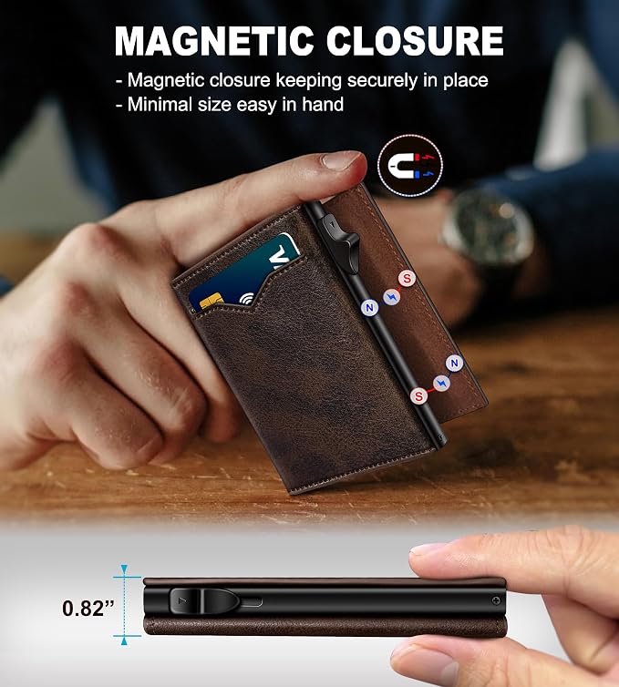 Wallet for Men, with Cash Pocket 2 ID Window 9-13 Cards, Metal Case Smart Slim - Image 3