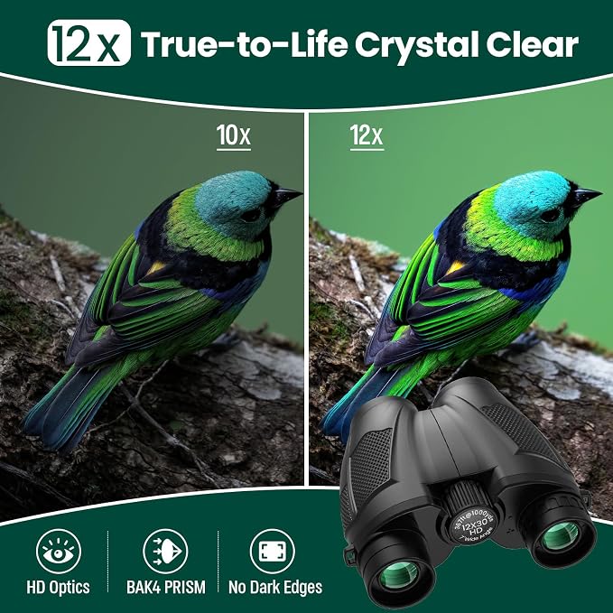 12x30 Compact Binoculars for Adults and Kids, High Power Lightweight Small - Image 4