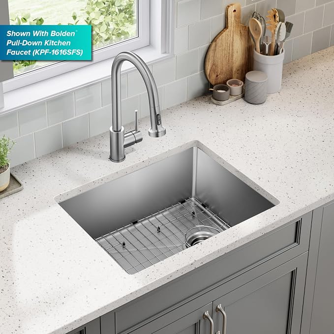 KRAUS Fairlane 25-inch Undermount Single Bowl 18-Gauge Stainless Steel Kitchen - Image 2