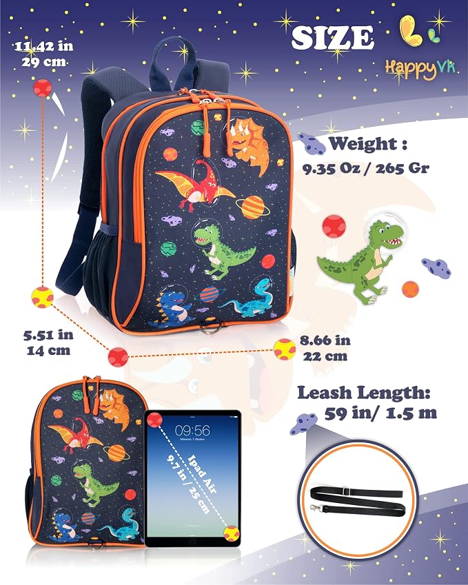 HappyVk- Backpack with Leash for Kids-Anti Lost Walking Toddler Leash-Dinosaur - Image 4