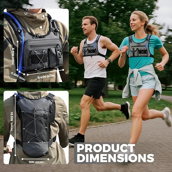 USA Original Patent Running Hydration Vest Backpack, Lightweight Chest Pack - Image 6