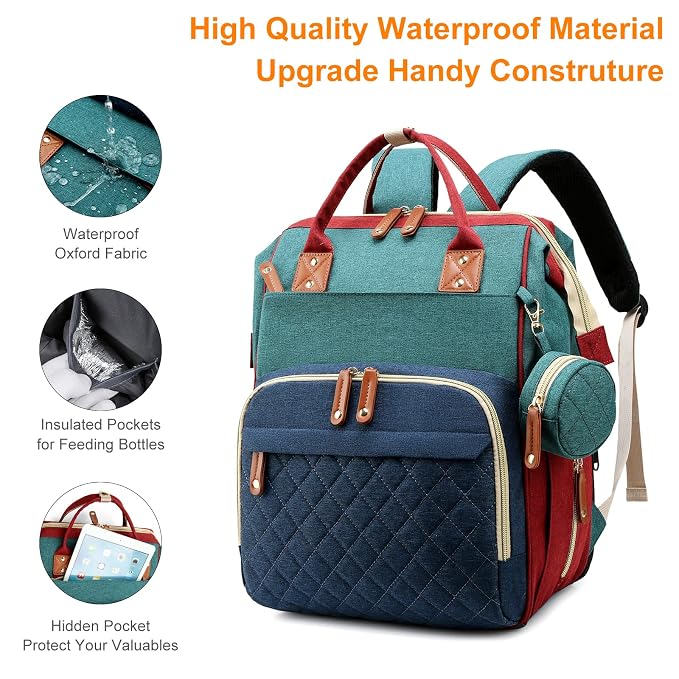 Diaper Bag, Backpack with Changing Station, Waterproof Baby Bag - Image 3