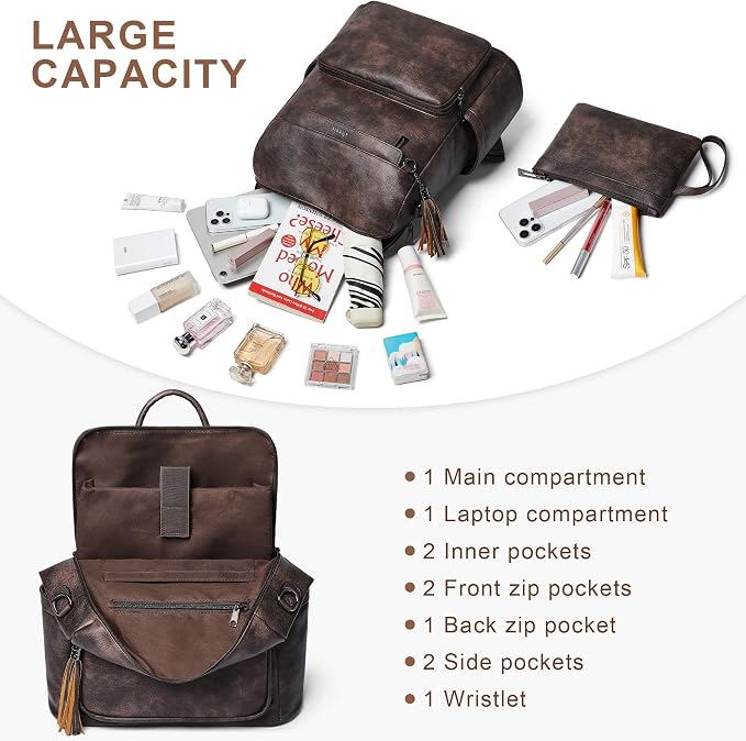 Shrrie Vegan Leather Laptop Backpack - Image 3