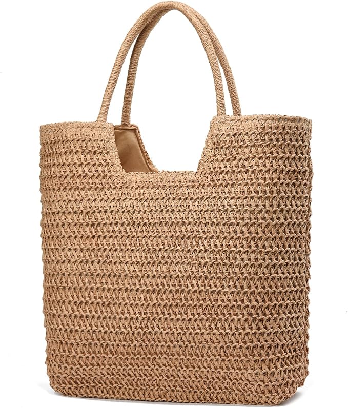 Straw Beach Bags for Women Woven Beach Tote Bag Casual Boho Large Shoulder by YAVCOOL