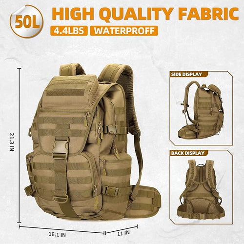 50L Military Tactical Backpack Hiking Waterproof Backpack Large Military Pack 3 - Image 2