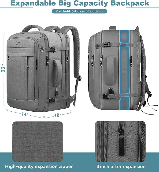 60L Travel Laptop Backpack for Men, Extra Large Backpack, Big Capacity Carry On - Image 2