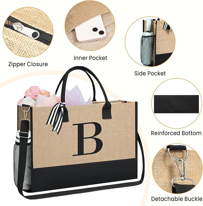 BAGAIL Initial Tote Bag, Personalized Birthday Gifts - Image 6