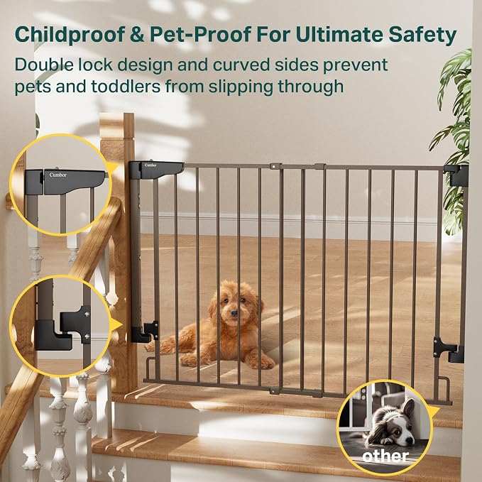 Cumbor 29.2–43" Baby Gate for Stairs, Wall-Mounted, Expandable No Bottom Bar - Image 5