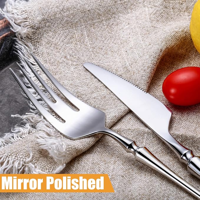 24-Piece Silverware Set for 6, Modern 18/10 Stainless Steel Flatware Set - Image 4