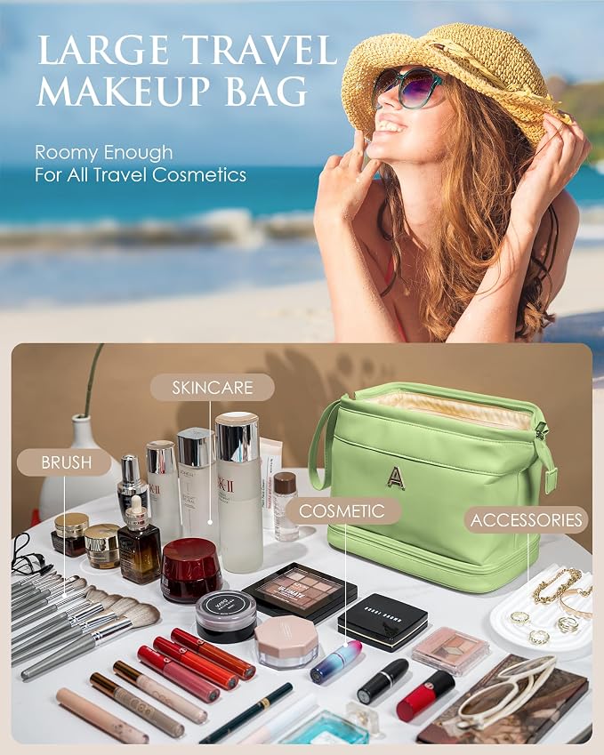 Gift for Everyone, Initial Large Makeup Bag, Bride To Be Gifts, Double Layer - Image 3