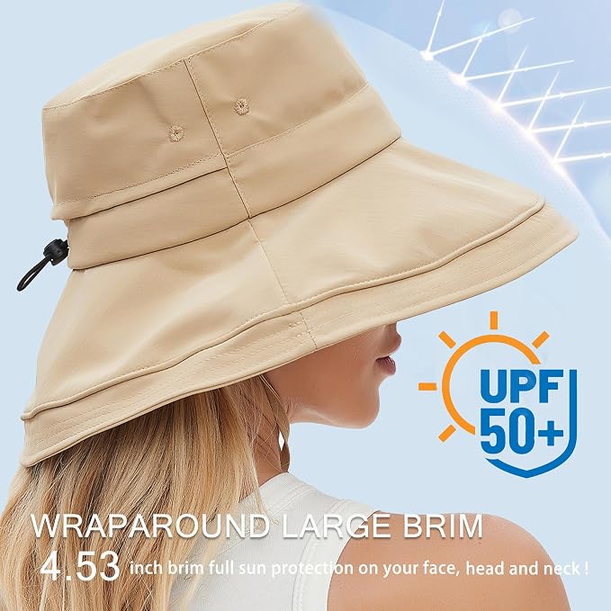 Sun Hats for Women Men UV Protection Wide Brim Bucket Hat - Image 2