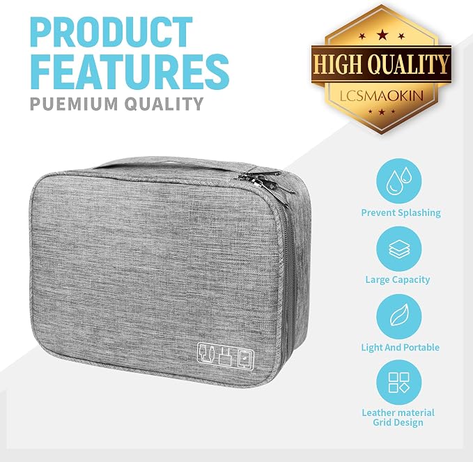 Electronics Travel Organizer, Large Double Layer Portable Waterproof Travel - Image 2