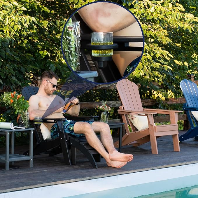 Folding Adirondack Chair, Ergonomic Extended Backrest, HDPE All-Weather - Image 4