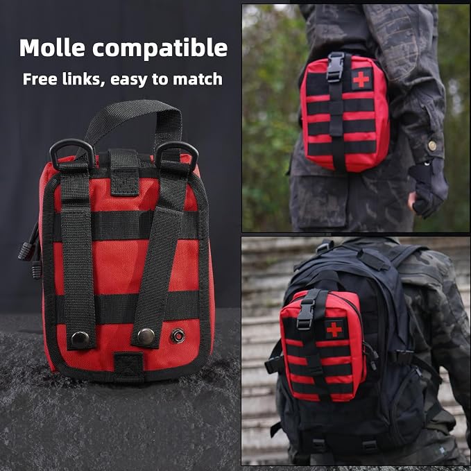 IFAK Trauma Kit, Molle Pouch Emergency Survival Kit, 6” Israeli Straps - Image 3