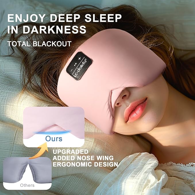 LC-dolida Sleep Mask with Bluetooth Headphones, Ice Silk Sleep Headphones with - Image 5