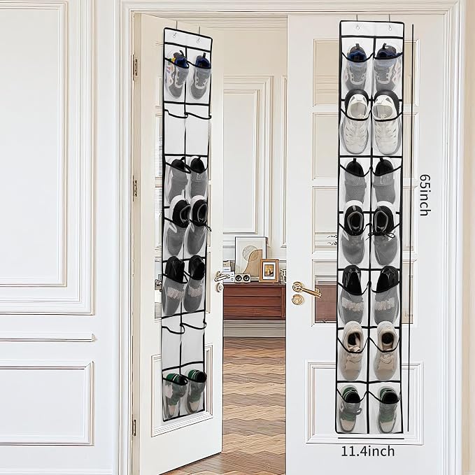 Over The Door Shoe Organizer, 14 Large Mesh Pockets Hanging Shoe Rack - Image 2