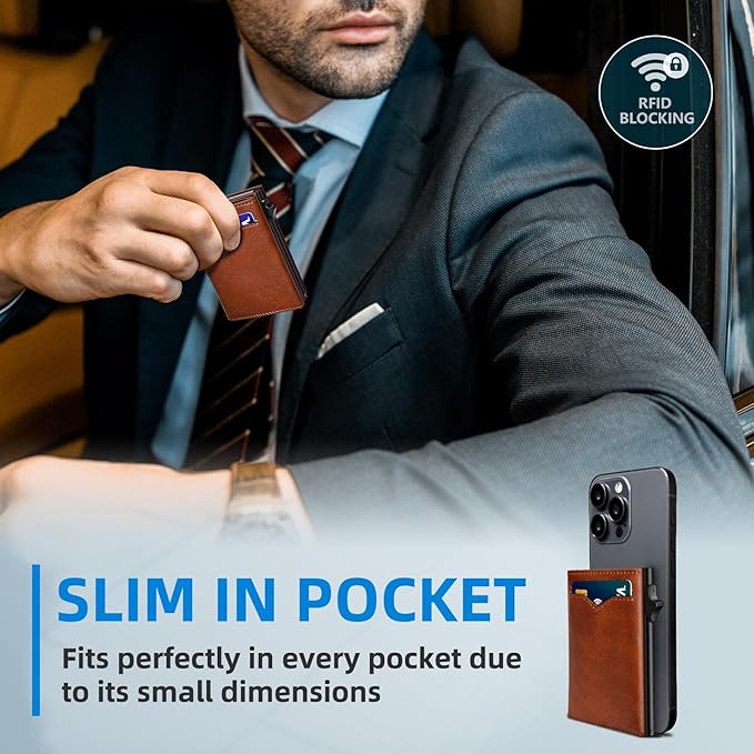 Wallet for Men, with Cash Pocket 2 ID Window 9-13 Cards, Metal Case Smart Slim - Image 6
