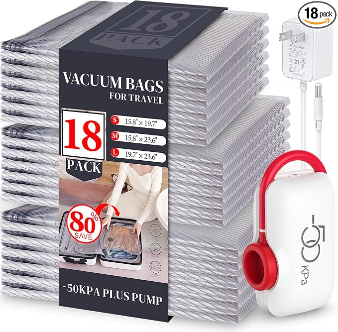VMstr 18 Pack Travel Vacuum Storage Bags by VMSTR