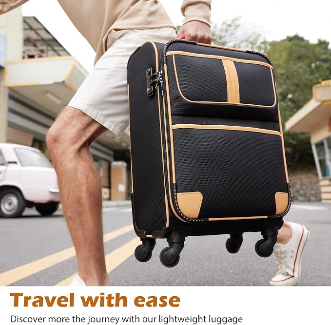Coolife Luggage 5 Piece Set Suitcase Expandable TSA lock spinner softshell - Image 6