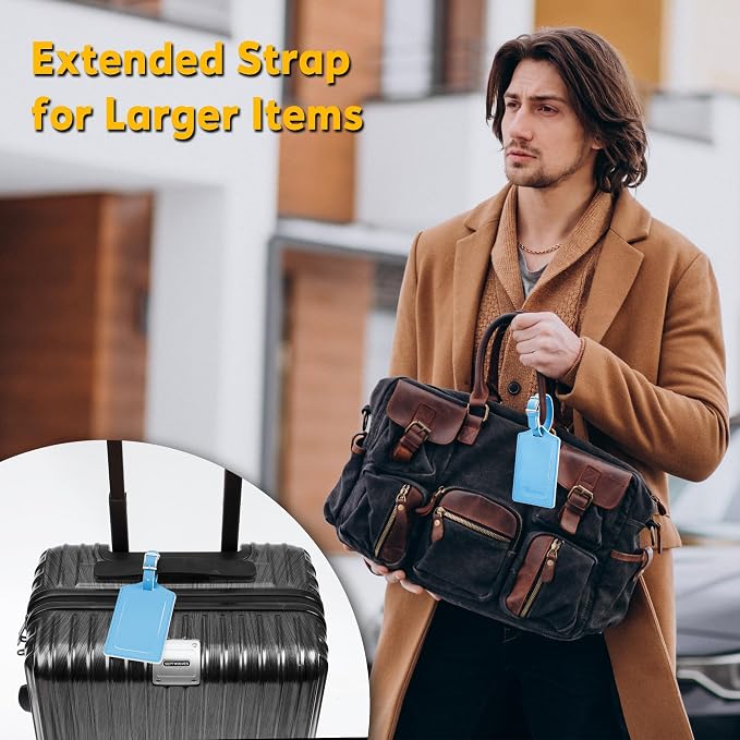 8 Pack Leather Luggage Travel Bag Tags by Travelambo - Image 5