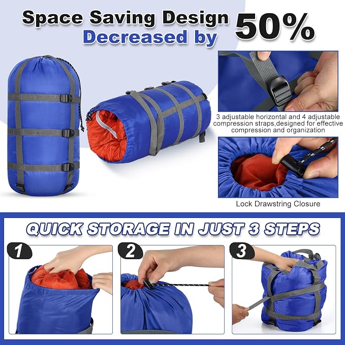 5 Pack Compression Stuff Sack 5 Assorted Size Sleeping Bag Stuff Sack - Image 4
