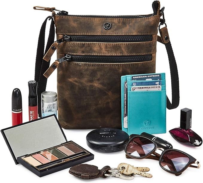 Crossbody Sling Bag for Women Small Real Leather Purse Vintage Travel Crossover - Image 6
