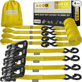 AUGO Heavy Duty Ratchet Straps & Soft Loops – Pack of 4 Extra Strong 1.5” by by AUGO