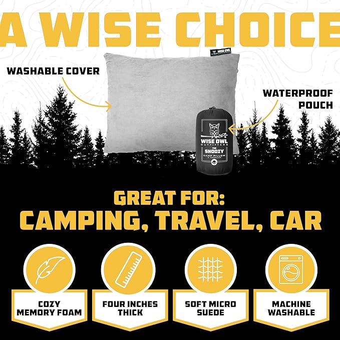 Wise Owl Outfitters Camping Pillow – Memory Foam Travel Pillow - Image 2