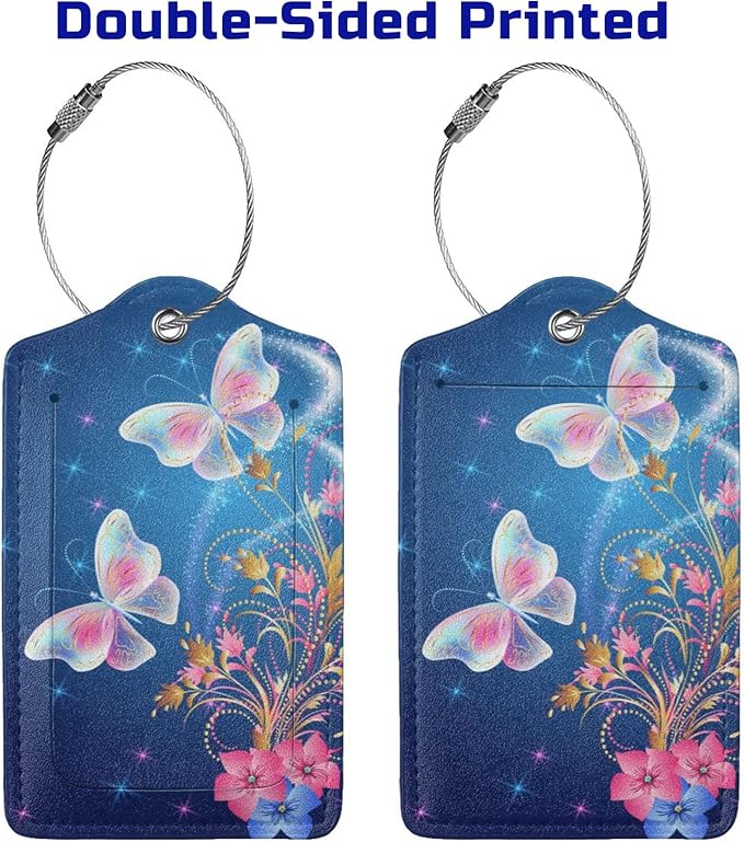 2 Pcs Beautiful Blue Luggage Tags - Image 4