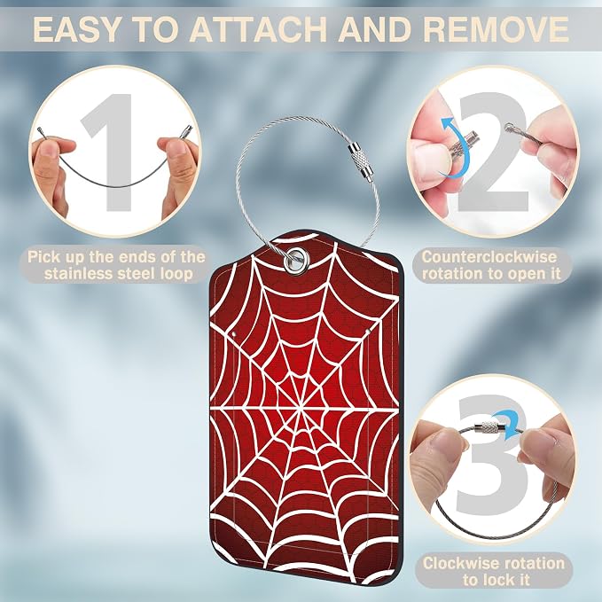 2 Pack Luggage Tags for Suitcases Spider Web Leather Luggage Tags Privacy Cover - Image 4
