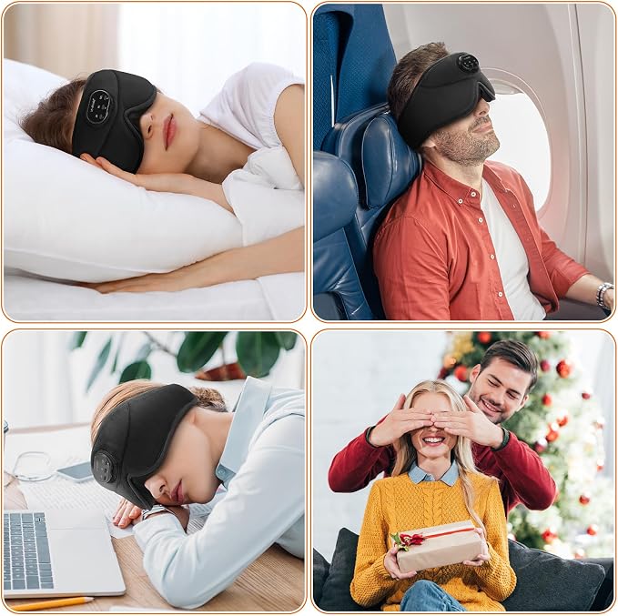 LC-dolida White Noise Sleep Mask, 3D Sleep Headphones - Image 9