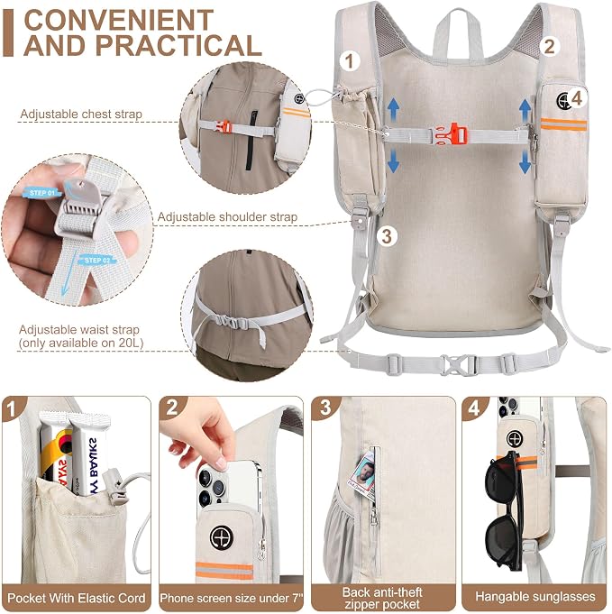 20L Small Hiking Backpack for Men Women Foldable Packable Back Pack Ultralight - Image 2