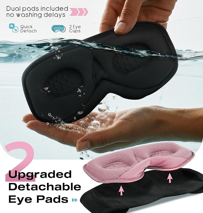 MUSICOZY Sleep Headphones with Bluetooth 5.4 Sleep Mask, Removable 3D Eye Cups - Image 3